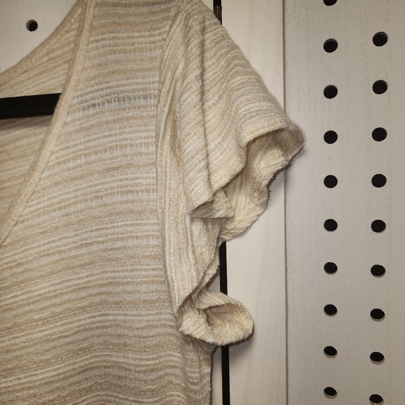 See You Monday Cream Beige Mini Dress Short Sleeve Tie Neck Large - Picture 9 of 9